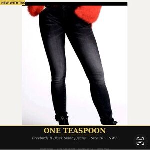 One Teaspoon Freebirds II Black Stretch Skinny Jeans Size 16 | NWT | Low Waist